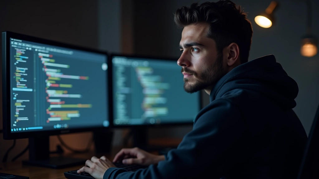 Laptop con codice Python su schermo, tazza di caffè accanto, ambiente di lavoro moderno, illuminazione naturale da finestra