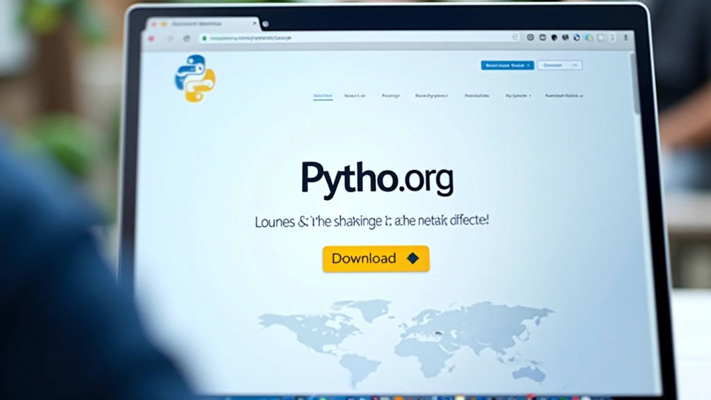 Schermata del sito python.org con pulsante download, pagina web moderna con tema blu e bianco, focus sulla sezione download