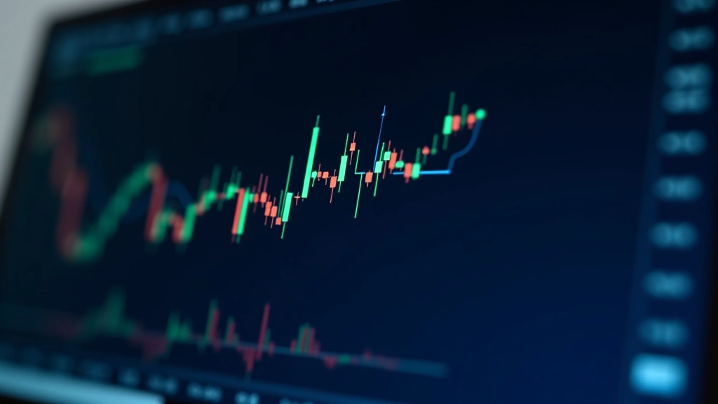 Grafico candlestick di dati intraday su schermo, con asse X temporale in minuti e asse Y prezzi
